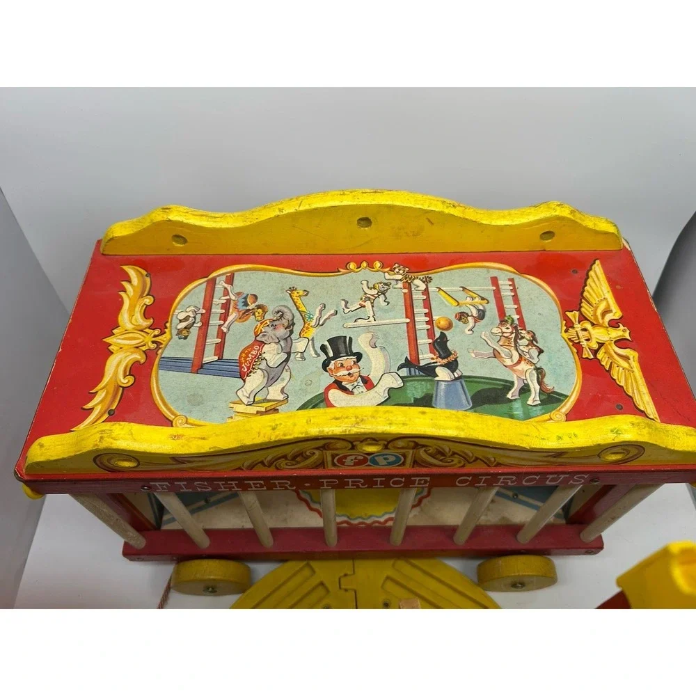 Vintage Fisher Price Circus #900 Wagon Wooden‎ Train 1962